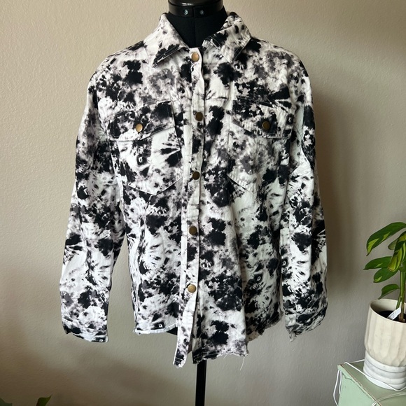 Mudpie Tie Dye Lightweight Oversized Jacket with Snaps Size Small - Picture 1 of 9